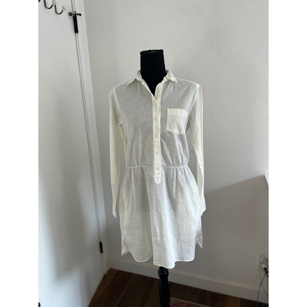 NWT Uniqlo White Long Sleeve Collared Shirt Dress - M